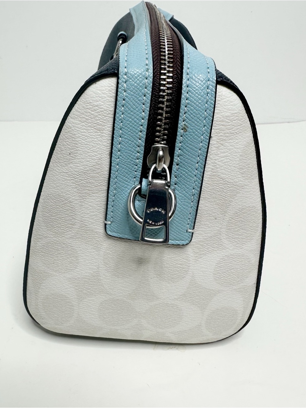 Coach Rowan Blue Chalk Colorblock Satchel Purse - Picture 4 of 8